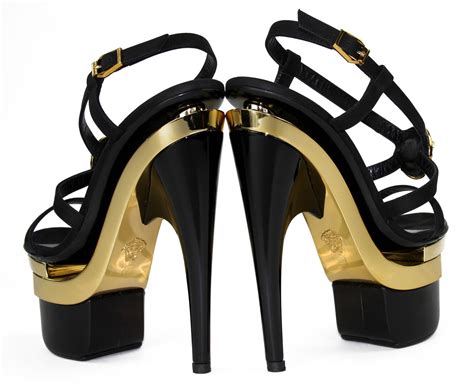 versace heels black and gold|versace heels price.